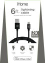 iHome IH-CT1066AJ 6' Aluminum Lightning Nylon Cable Black