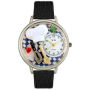 Whimsical Watches WU0310002 Unisex Chef Black Skin Leather And Silvertone Watch