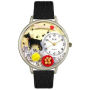 Whimsical Watches WU0130035 Unisex Doberman Pinscher Black Skin Leather And Silvertone Watch