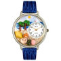 Whimsical Watches WU1212001 Unisex Palm Tree Royal Blue Leather And Silvertone Watch