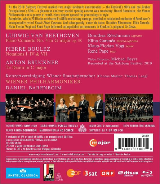 Salzburg Festival Opening Concert 2010: Beethoven/Boulez/Bruckner [Blu-ray]