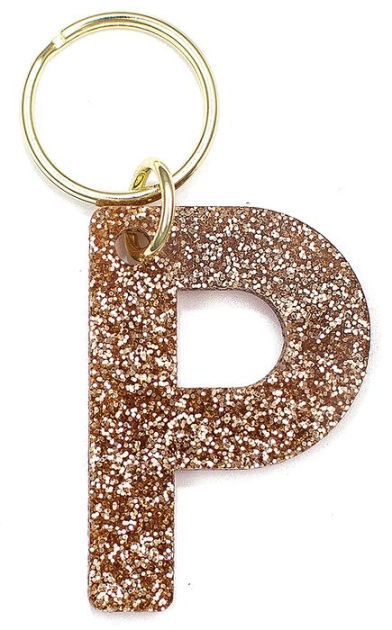 Lucky Feather Glitter Letter Keychain