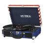 Portable Victrola Suitcase Record Player with Bluetooth and 3 Speed Turntable, Plaid Print