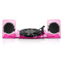 Victrola Acrylic Bluetooth 40 watt Record Player with 2-Speed Turntable and Rechargeable Speakers - Pink