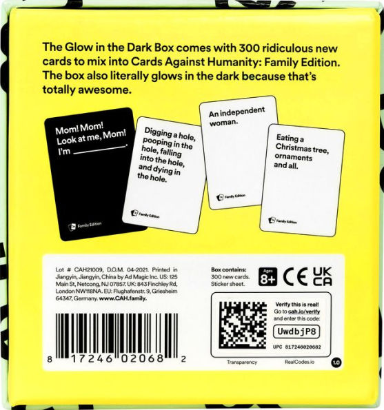 Cards Against Humanity Family Glow in the Dark Box