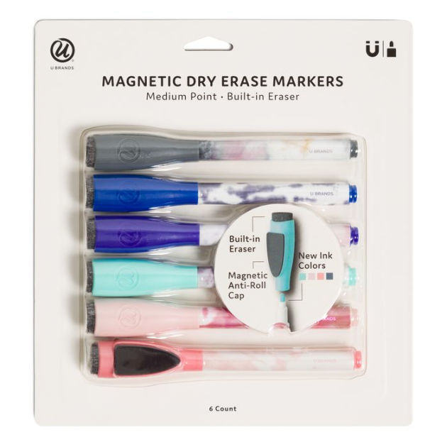 Ubrands Fashion Pastel Medium Point Dry Erase Markers, 6-Count