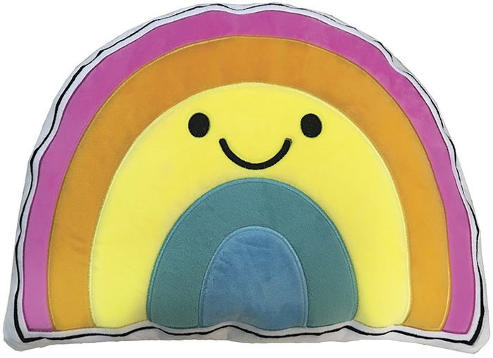 Rainbow with a Smile Embroidered Fleece Mini Pillow