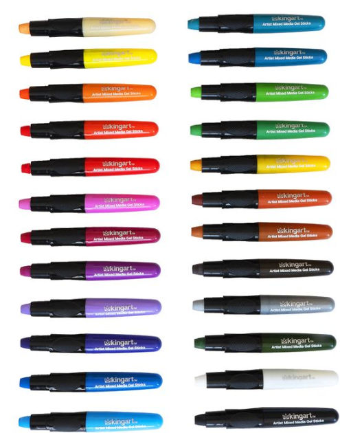 Kingart Gel Stick Artist Mixed Media Crayons 24pc