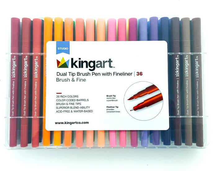 KINGART Studio Fine Line Color Ink Pens (Pack of 24)