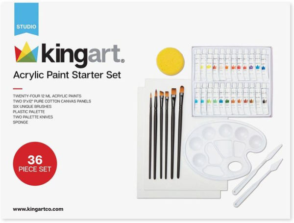 KINGART® Studio Acrylic Paint Starter Art Set, 36 Unique Pieces