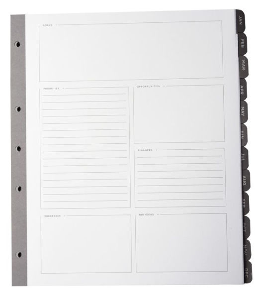 Russell + Hazel Signature Perpetual Monthly Tab 12mos Binder Insert