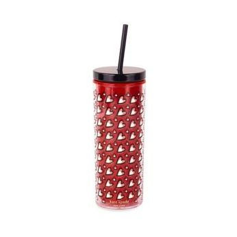 Acrylic Tumbler with Straw, Valentines Hearts