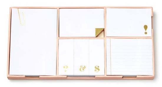 Kate Spade New York Strike Gold Sticky Note Set in Pink Tray