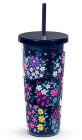 Double Wall Tumbler with Straw Kaleidoscope Rosettes