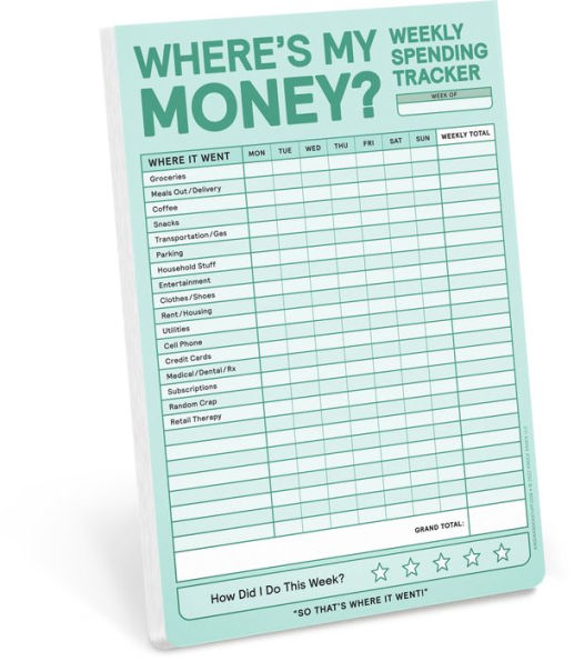 Weekly Money Tracker Knock Knock Pad