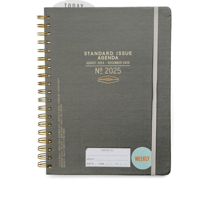 2025 Charcoal Standard Issue Medium 17month Weekly Planner by