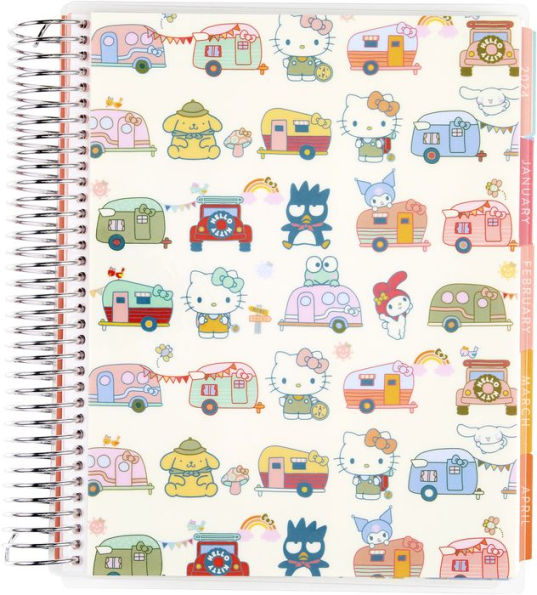 2024 Hello Kitty Happy Campers LifePlanner (January-December) with Hello Kitty Theme Throughout by Erin Condren - Spiral Weekly Planner (Vertical Layout), Monthly Calendar & Journal