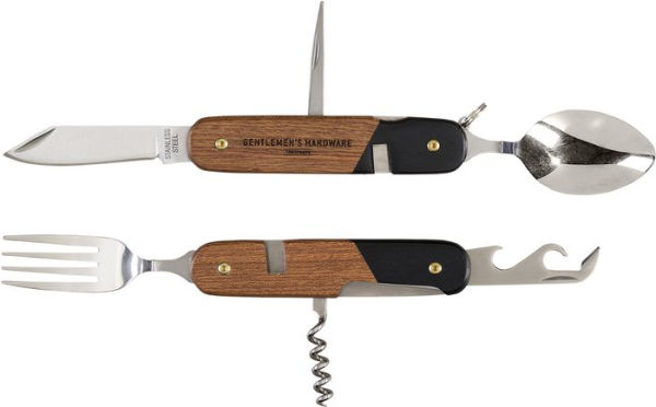 Stainless Steel Camping Cutlery Tool with Acacia Wood Handle