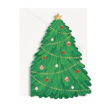 Holiday Boxed Cards Die Cut Tree Set of 10