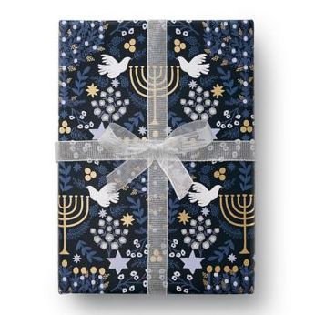 Rifle Hanukkah Floral Continuous Roll Wrap