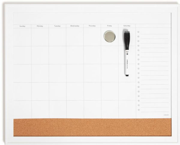 U Brands 16x20 White Minimal Deco 3-in-1 Calendar Board