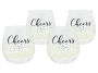 Set of 4 Cheers Stemless Wine Glasses
