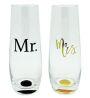 Set of 2 Mr and Mrs Stemless Champagne Flutes