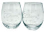 Cheers Starburst Etched set of 2 stemless wine glasses