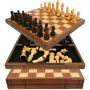 Chess Board Walnut Book Style with Staunton Chessmen