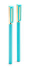 Poppin Aqua + Gold Tip-Top Rollerball Pens With Blue Ink, Set of 2