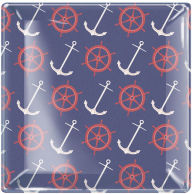 Anchor & Wheel Small Square Transferware Glass Tray 4.5'' x 4.5''