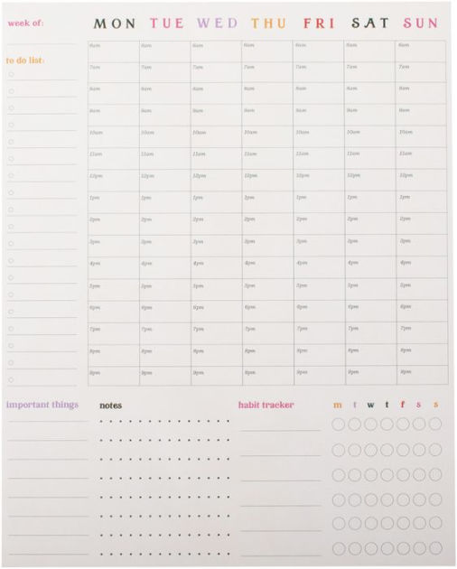 Colorful NonDated Hourly Notepad by Fringe Barnes & Noble®