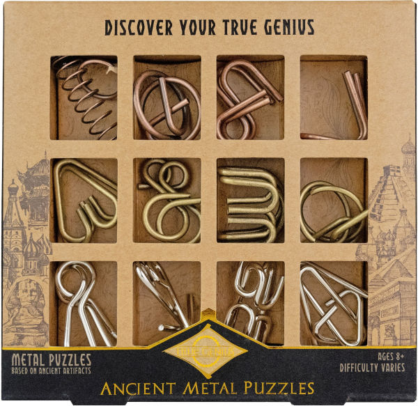 True Genius Metal Set of 12 Brainteaser Puzzles by Project Genius