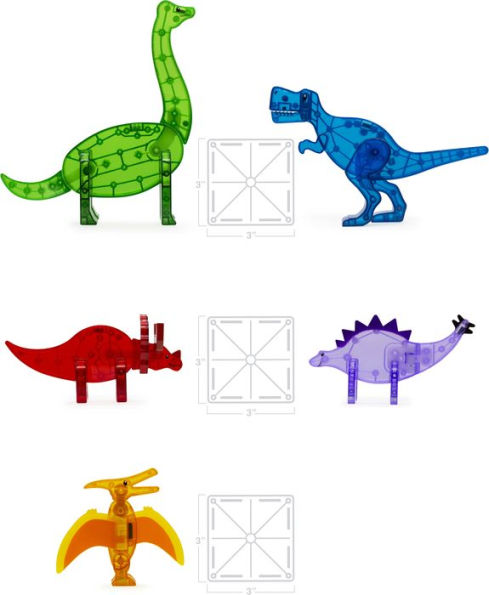 MAGNA-TILES Dinos 5-Piece Magnetic Construction Set, The ORIGINAL Magnetic Building Brand