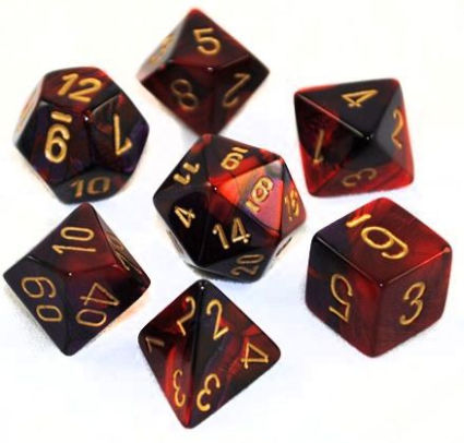 Gemini Black-Red/gold 7 Die Set Polyhedral
