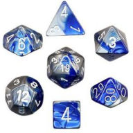 Title: Gemini Blue-Steel/White 7 Die Set Polyhedral