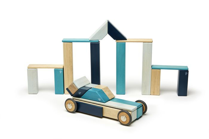 3 Piece Tegu Magnetic Racer Building Block Set Blue Big Top