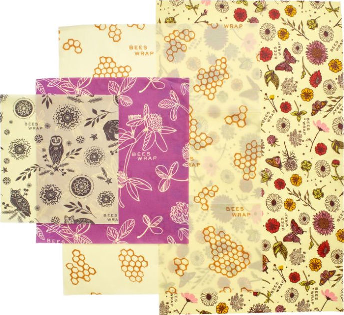 Bee's Wrap Reusable Food Wraps, 9 Colors, Patterns, & Sets, Cotton