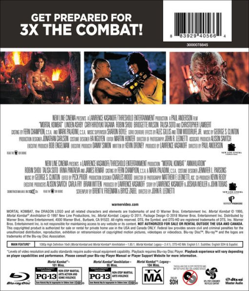 Mortal Kombat/Mortal Kombat: Annihilation/Mortal Kombat: Legacy [3 Discs] [Blu-ray]