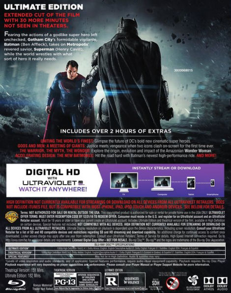 Batman v Superman: Dawn of Justice [Ultimate Edition] [Blu-ray]