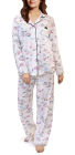 Laura Ashley Cotton Blend Notch Collar Pajama Set medium with White Travel Print