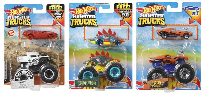Hot Wheels Monster Trucks, Creature Themed 3-Pack
