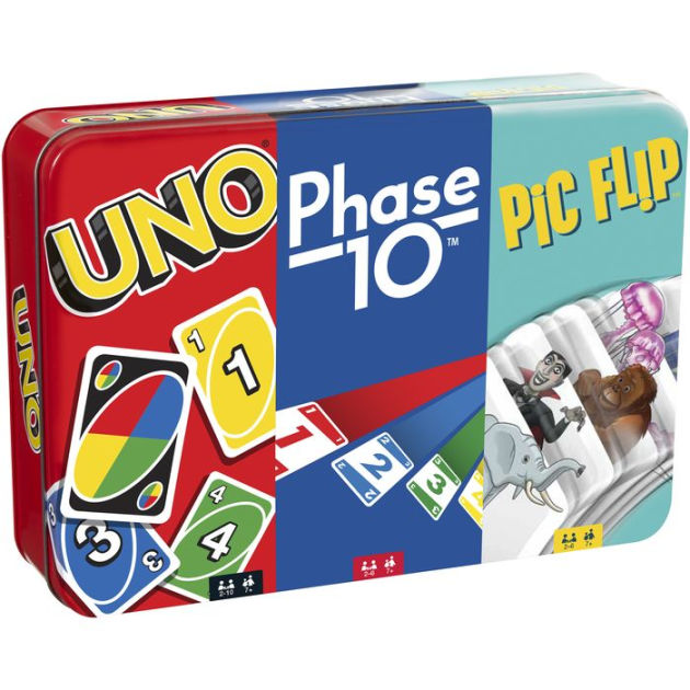 Bundle Card Tin - Uno, Phase 10, Pic Flip (B&N Exclusive) by Mattel