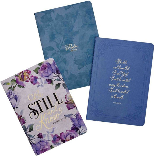 Be Still and Know Medium Notebook Set in Purple Florals - Psalm 46:10