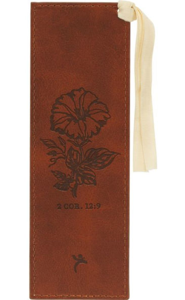 Bookmark Faux Leather Brown Amazing Grace 2 Cor. 12:9