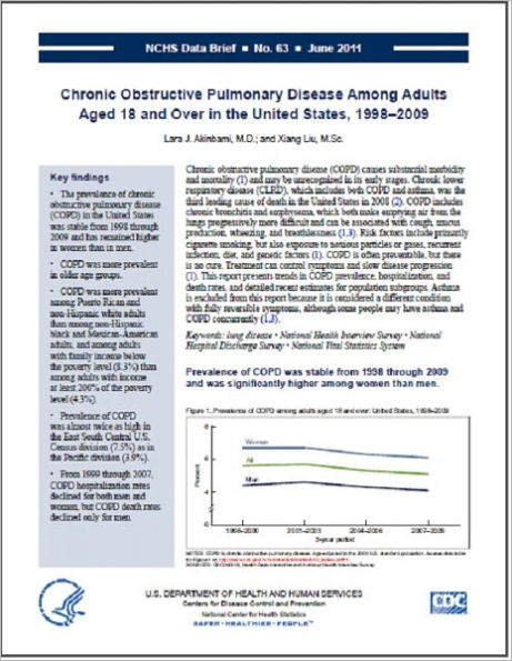 Chronic Obstructive Pulmonary Disease Among Adults Aged 18 and Over in the United States, 1998–2009