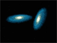 Title: Hubble Astronomer Creates Spectacular Galaxy Collision Visualization for the National Air and Space Museum, Author: JH P