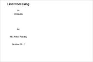 Title: List Processing in PROLOG, Author: Ankur Pandey