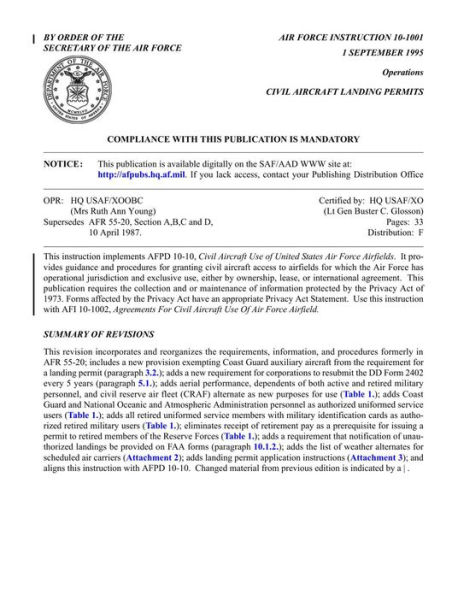 Civil Aircraft Landing Permits (AFI 10-1001)