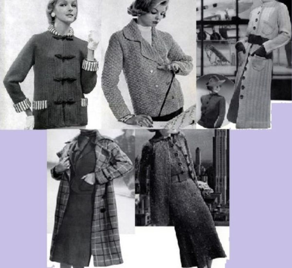 2 Jacket Knitting Patterns and 3 Long Coat Knitting Patterns